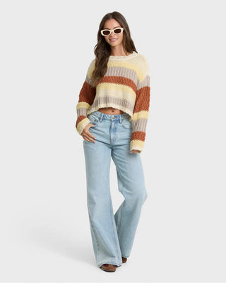 Billabong Women's Mix Up Crewneck Sweater - Cobblestone