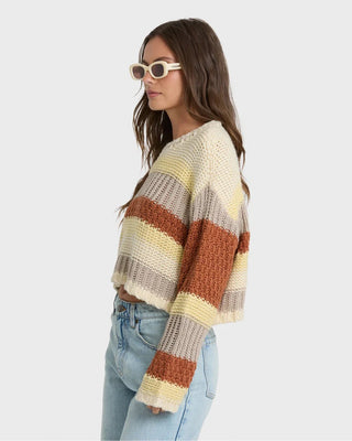 Billabong Women's Mix Up Crewneck Sweater - Cobblestone