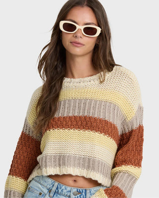 Billabong Women's Mix Up Crewneck Sweater - Cobblestone