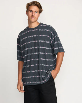 Billabong Raging Bull Stripe Short Sleeve T-Shirt - Washed Black