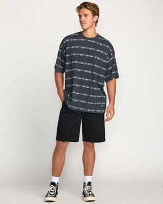 Billabong Raging Bull Stripe Short Sleeve T-Shirt - Washed Black