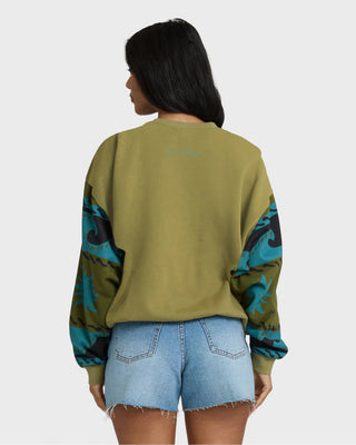 Billabong Women's Split Palm Kendal Crewneck Sweatshirt - Cedar
