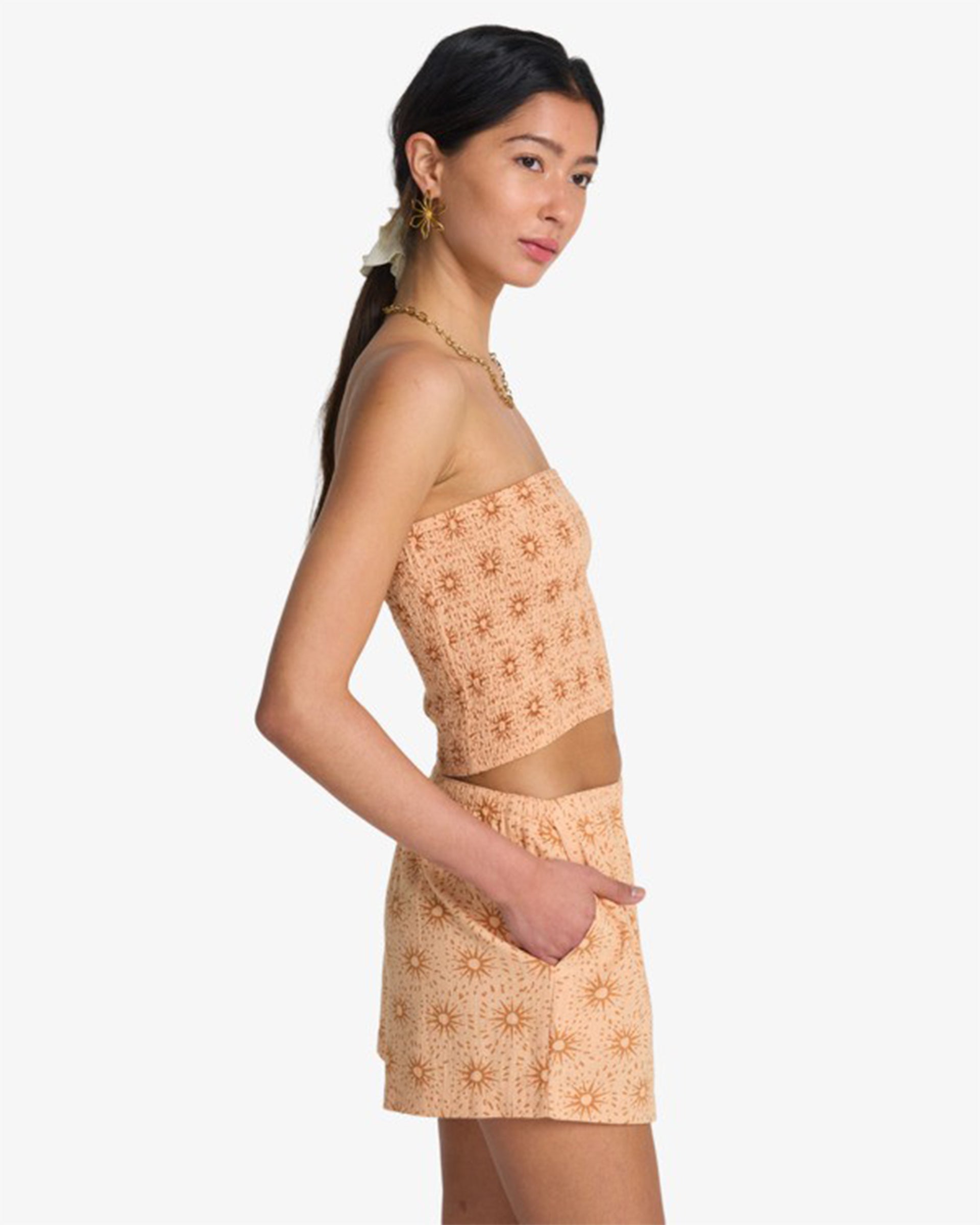 Billabong Women's Sun Fade Printed Shorts - Light Peach