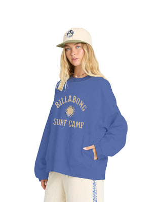 Women's Surf Camp Heritage Palm Crewneck - True Navy