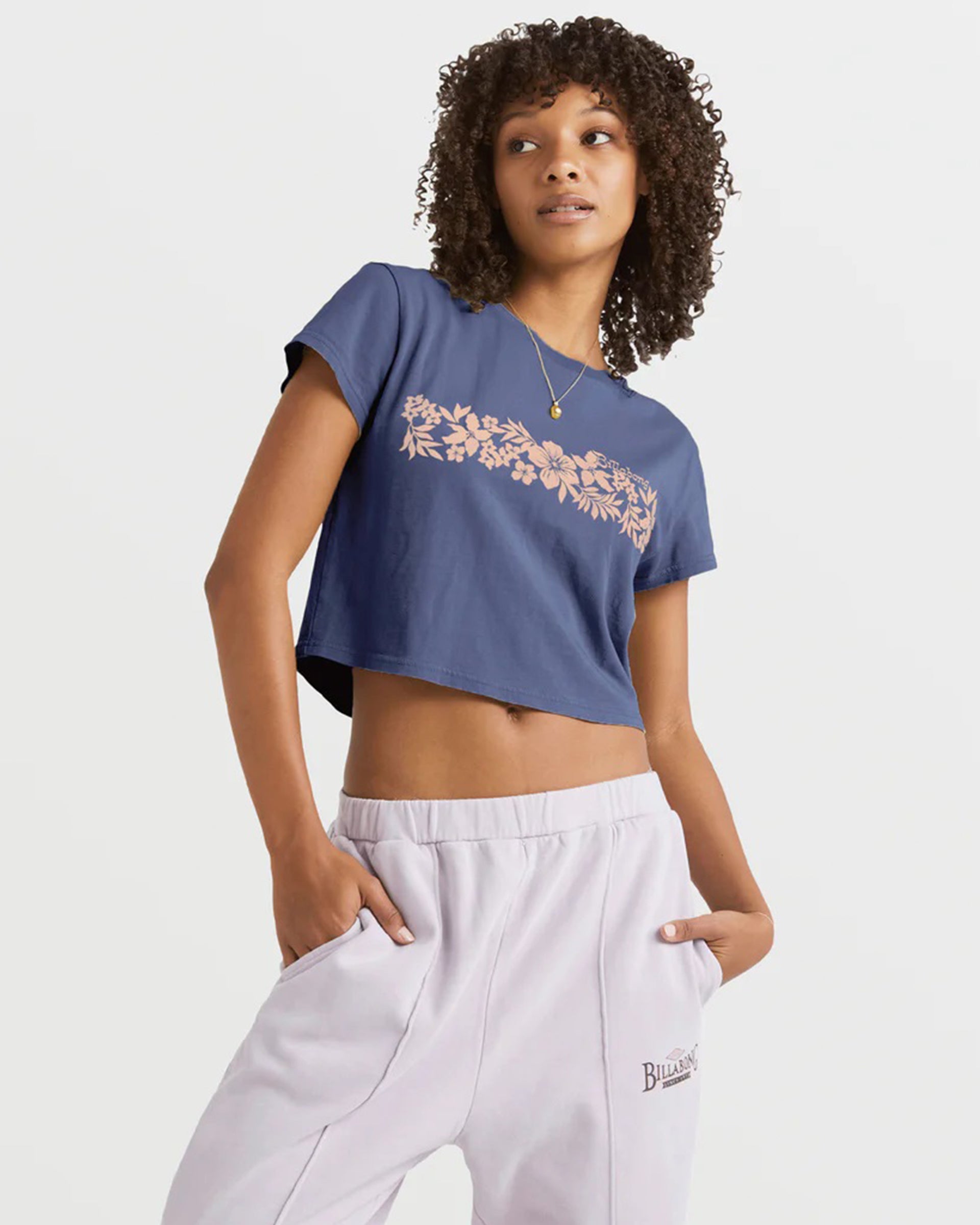 Billabong Tahiti Crop Cropped Short Sleeve T-Shirt - Surf Blue