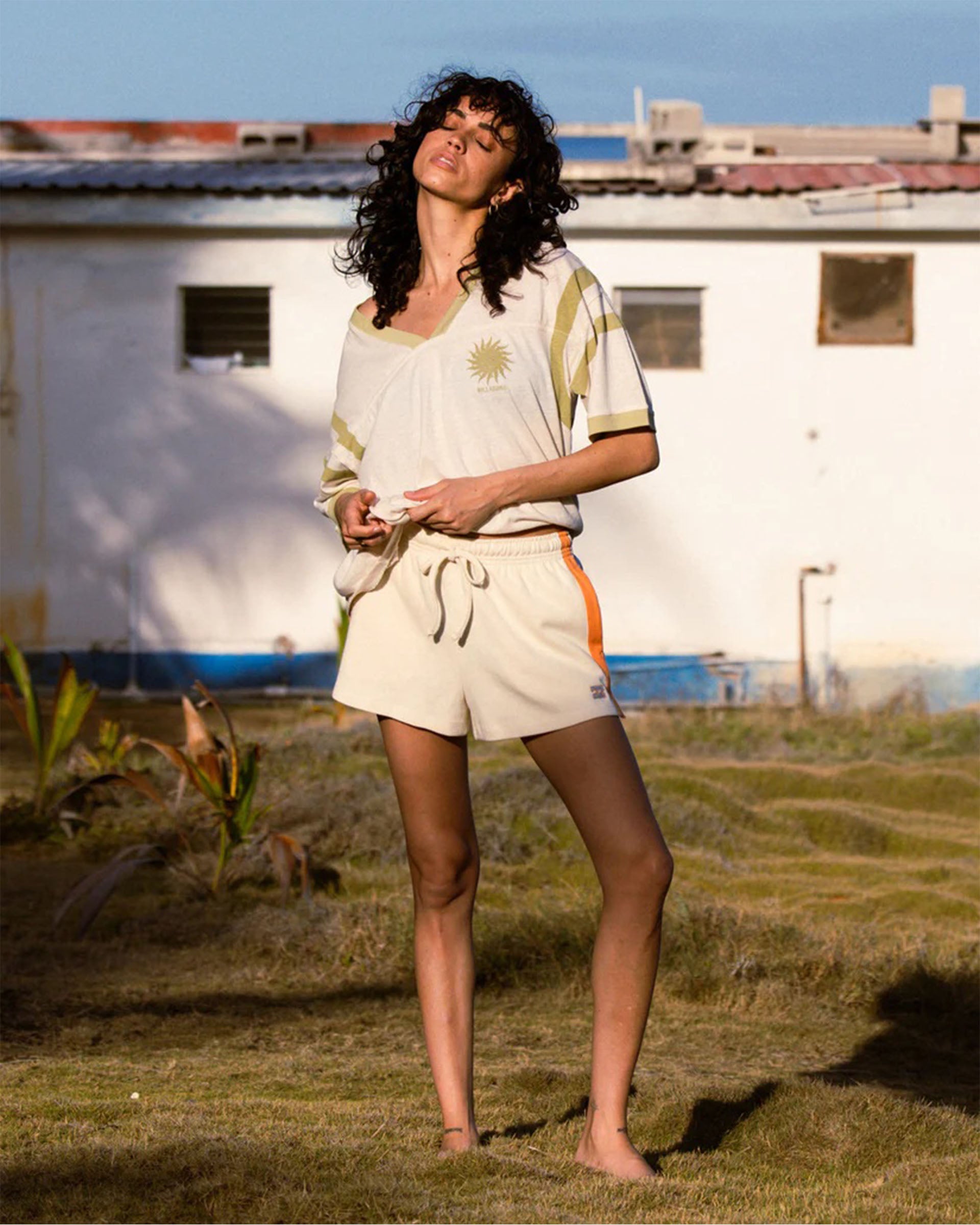 Billabong Women's Team Beach Short Sleeve Knit Top - White Cap