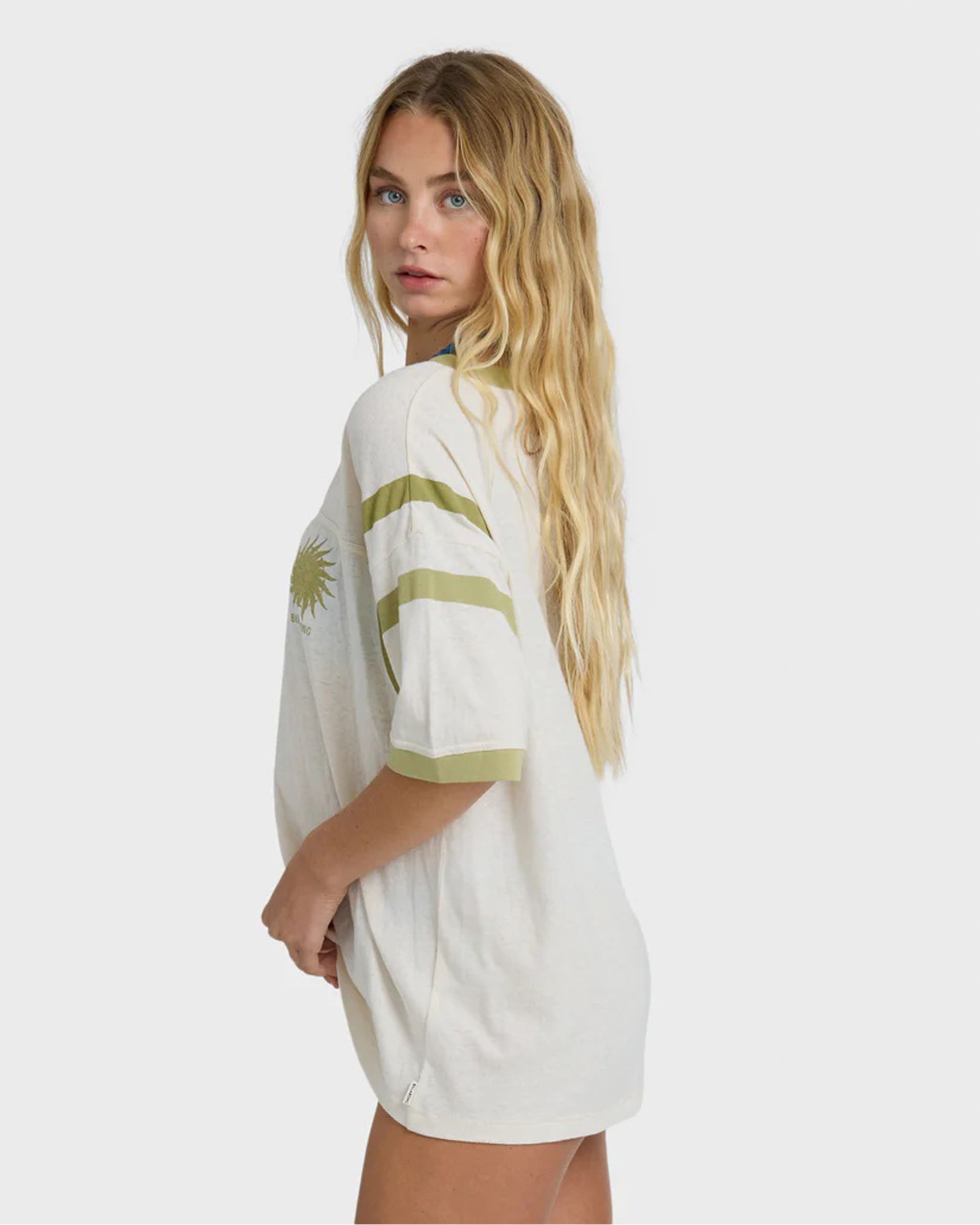 Billabong Women's Team Beach Short Sleeve Knit Top - White Cap