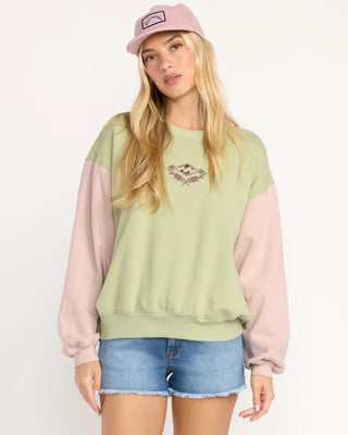 Billabong Women's The Orignial Vibes Kendal Crewneck Sweatshirt - Pistachio