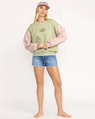 Billabong Women's The Orignial Vibes Kendal Crewneck Sweatshirt - Pistachio