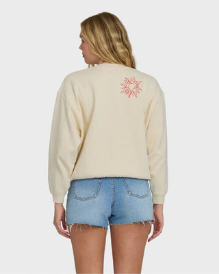 Billabong Women's Treasure Cay Crewneck Sweatshirt - White Cap