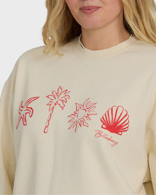 Billabong Women's Treasure Cay Crewneck Sweatshirt - White Cap
