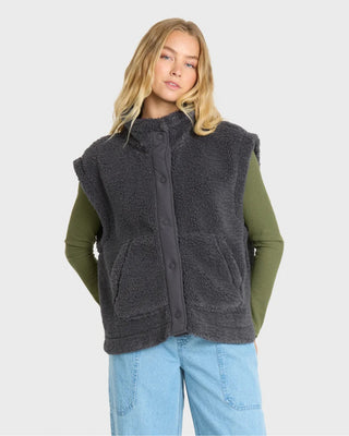 Billabong Women's Waver Fleece Vest - Black Sands