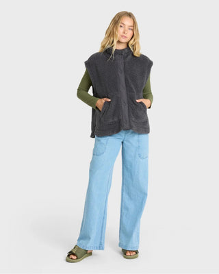 Billabong Women's Waver Fleece Vest - Black Sands