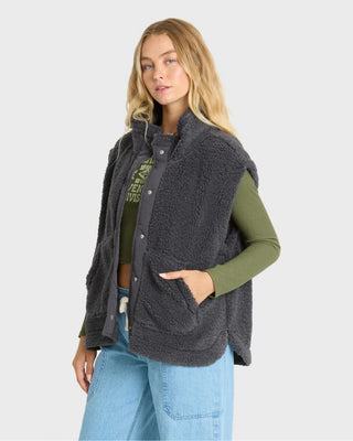 Billabong Women's Waver Fleece Vest - Black Sands