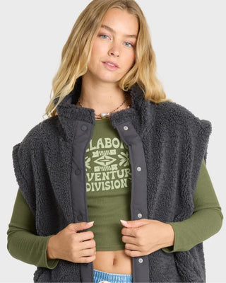 Billabong Women's Waver Fleece Vest - Black Sands