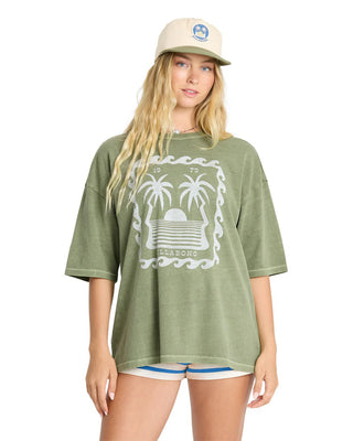 Billabong Women's Wave Stamp Short Sleeve T-Shirt - Army Green