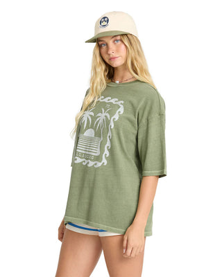 Billabong Women's Wave Stamp Short Sleeve T-Shirt - Army Green
