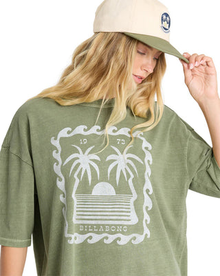 Billabong Women's Wave Stamp Short Sleeve T-Shirt - Army Green