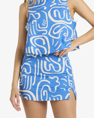 Billabong Women's Wave Washed Printed Skirt - True Blue