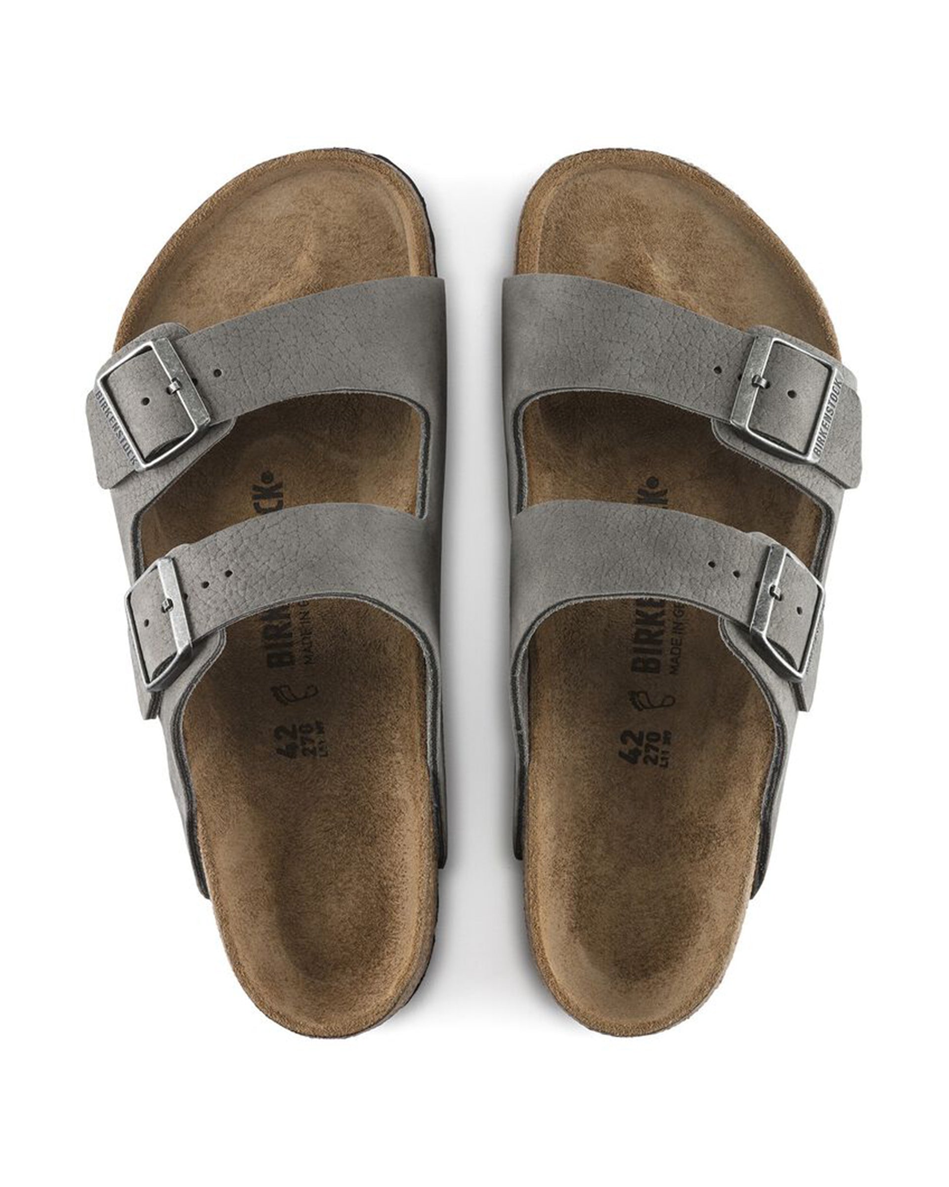 Birkenstock Arizona Nubuck Leather (Wide) (Desert Buck Whale Gray)