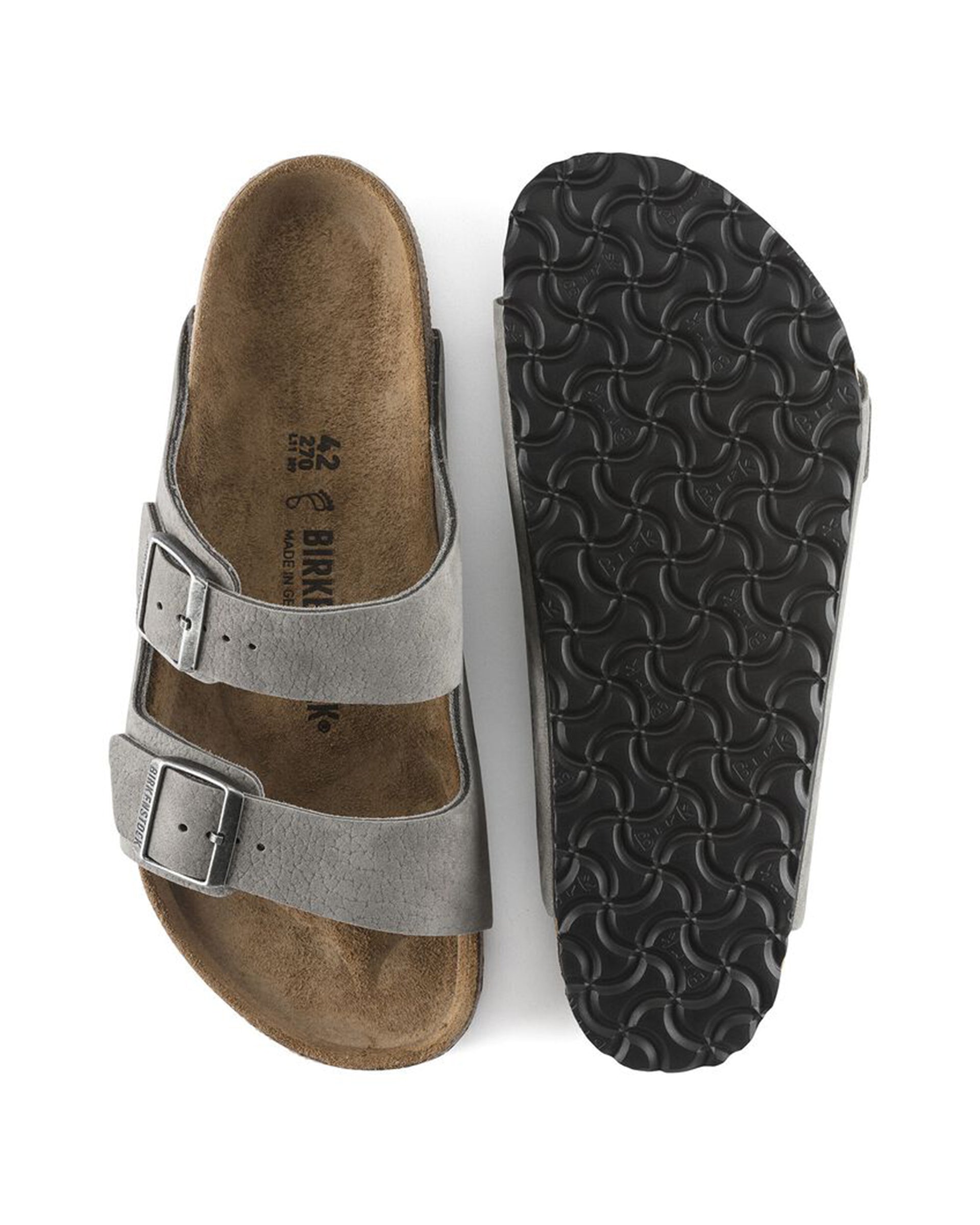 Birkenstock Arizona Nubuck Leather (Wide) (Desert Buck Whale Gray)