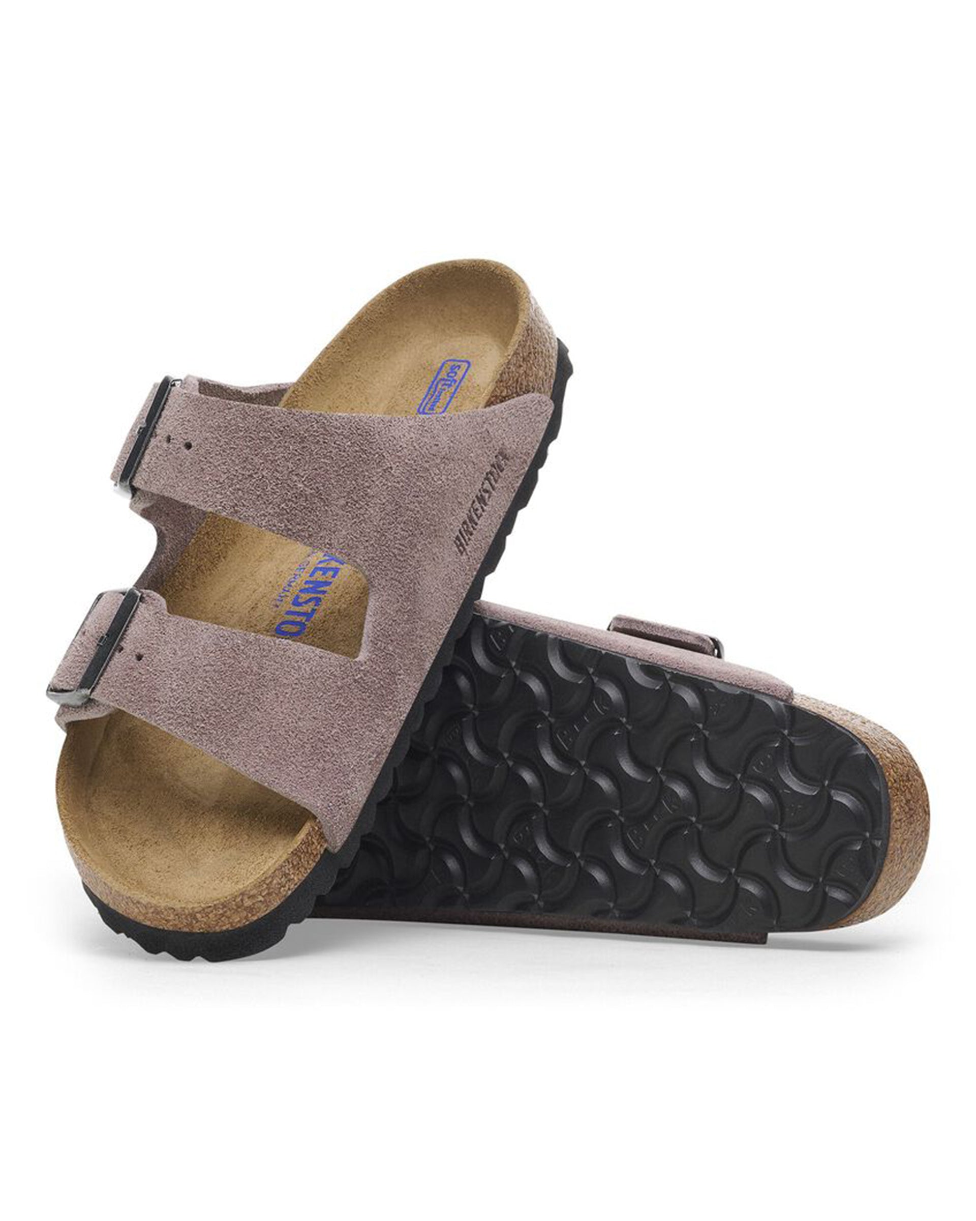 Birkenstock Arizona Soft Footbed Suede Leather (Narrow) (Faded Purple)