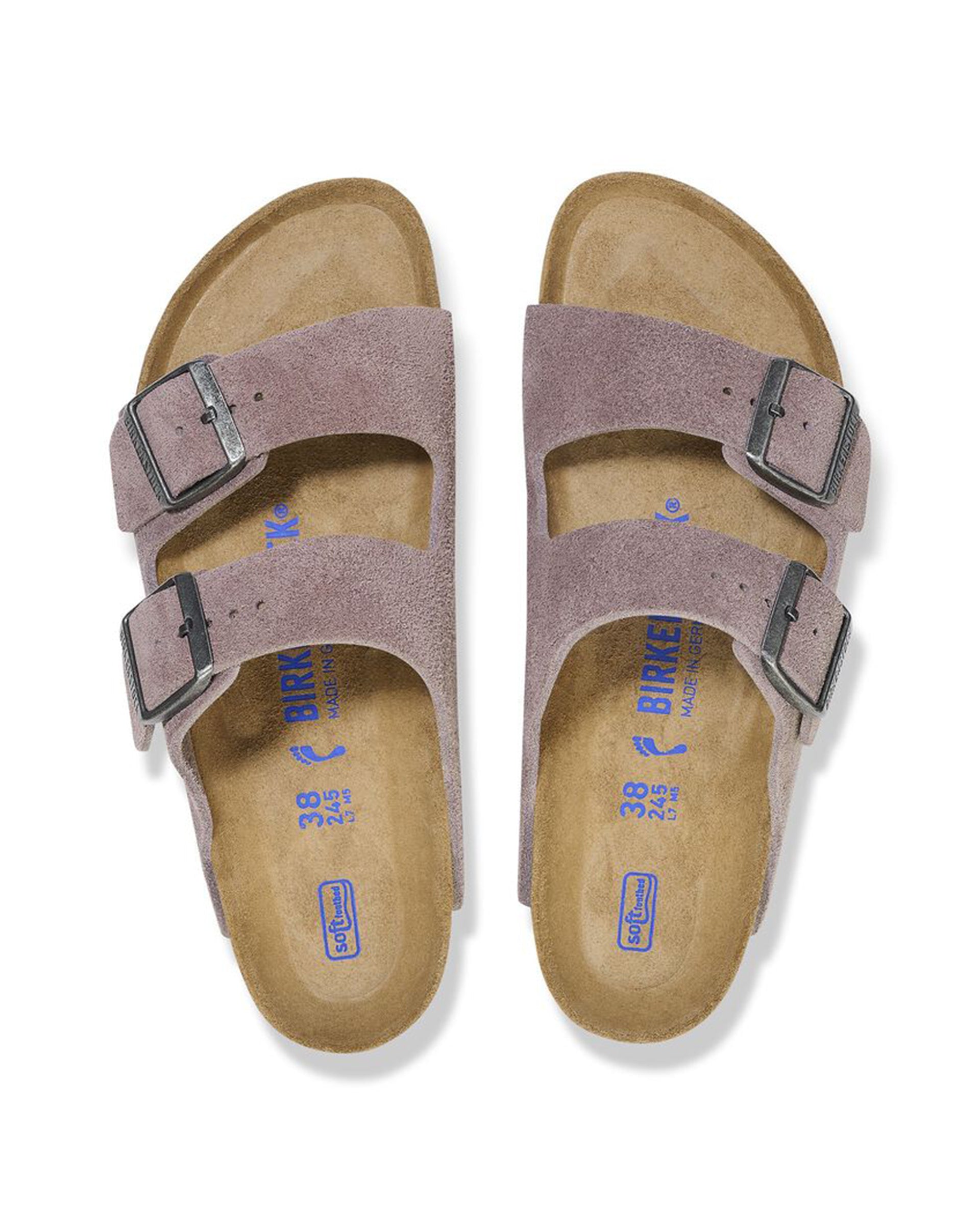 Birkenstock Arizona Soft Footbed Suede Leather (Narrow) (Faded Purple)