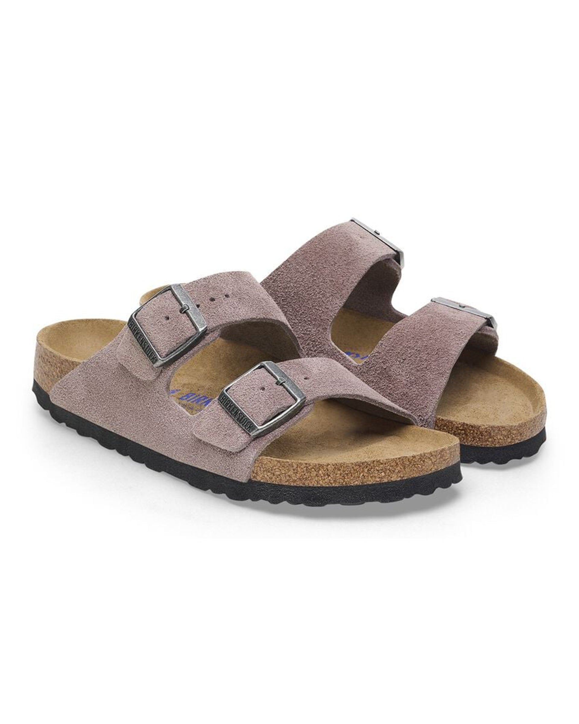 Birkenstock Arizona Soft Footbed Suede Leather (Narrow) (Faded Purple)