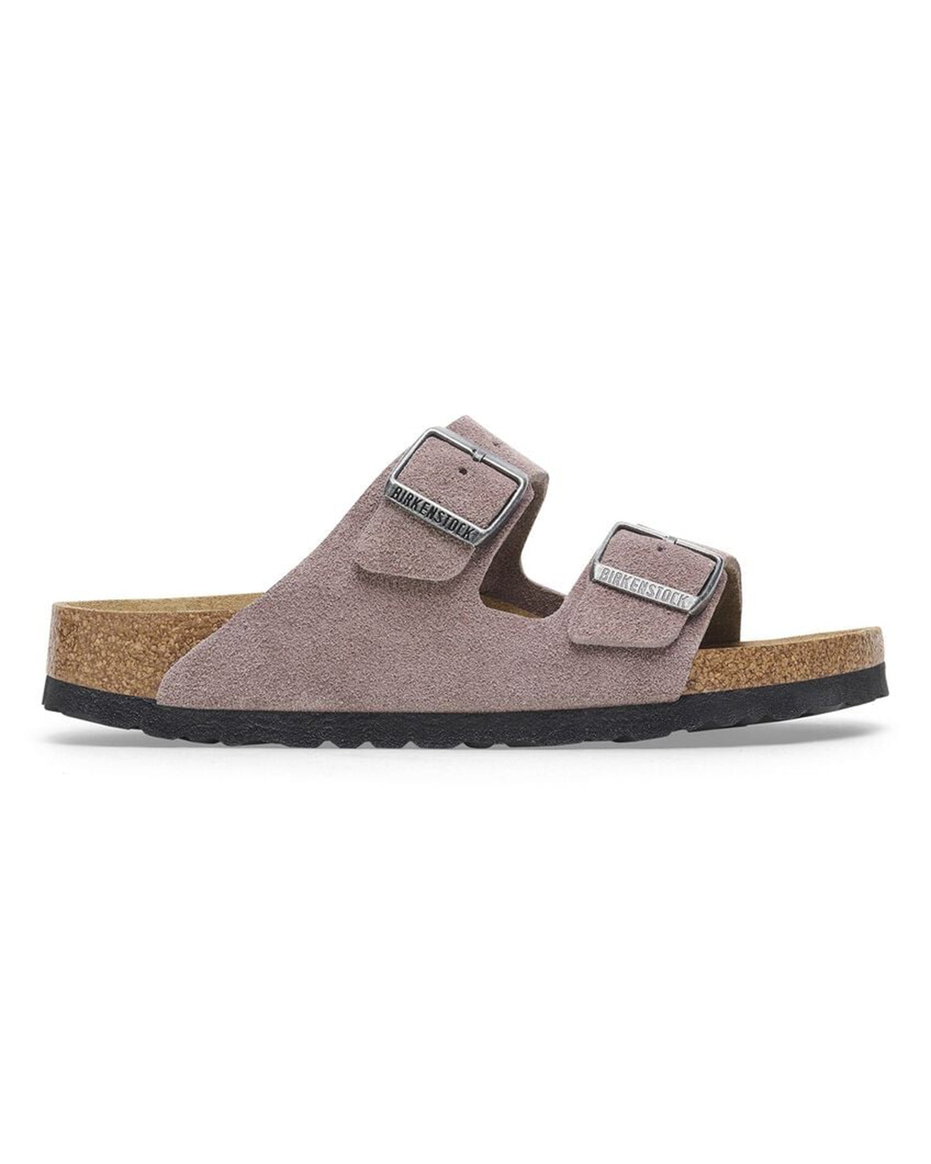 Birkenstock Arizona Soft Footbed Suede Leather (Narrow) (Faded Purple)