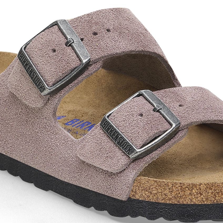 Birkenstock Arizona Soft Footbed Suede Leather (Narrow) (Faded Purple)