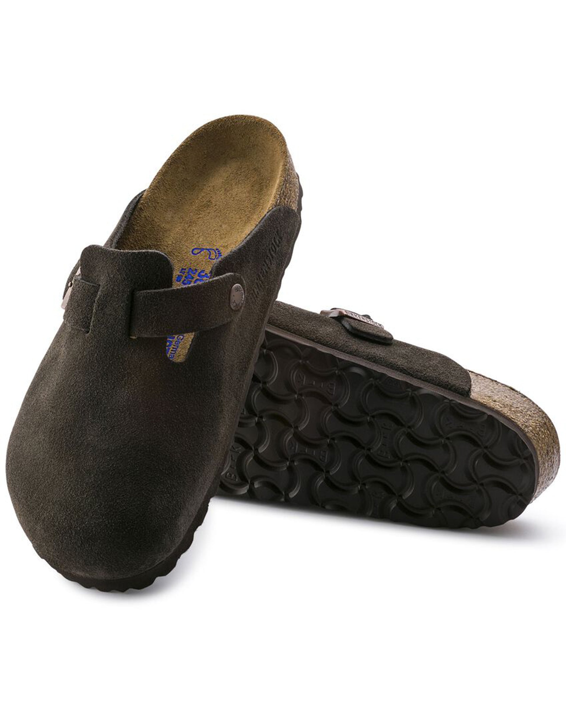 Birkenstock Boston Soft Footbed Suede Leather (Wide) (Mocha)