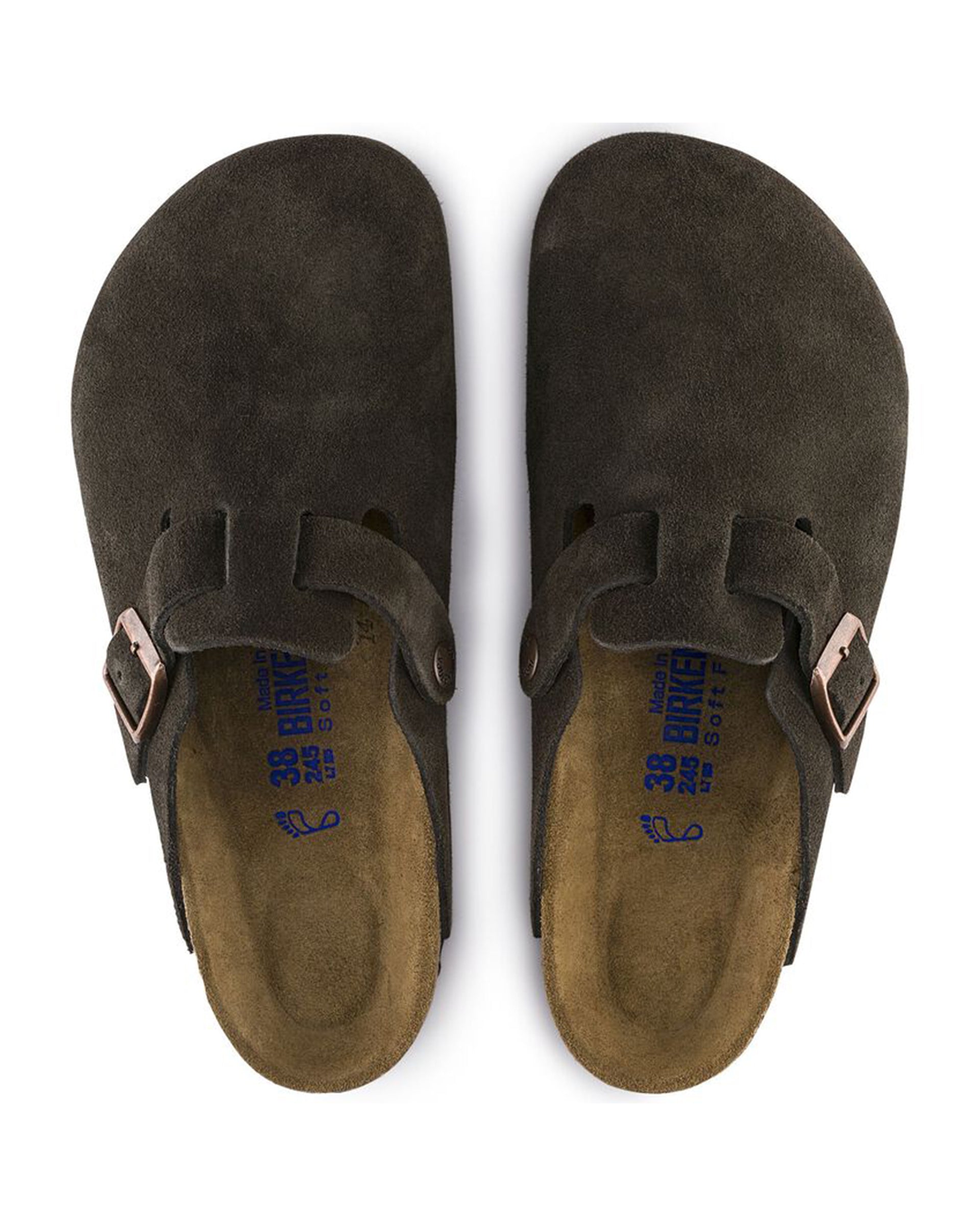 Birkenstock Boston Soft Footbed Suede Leather (Wide) (Mocha)