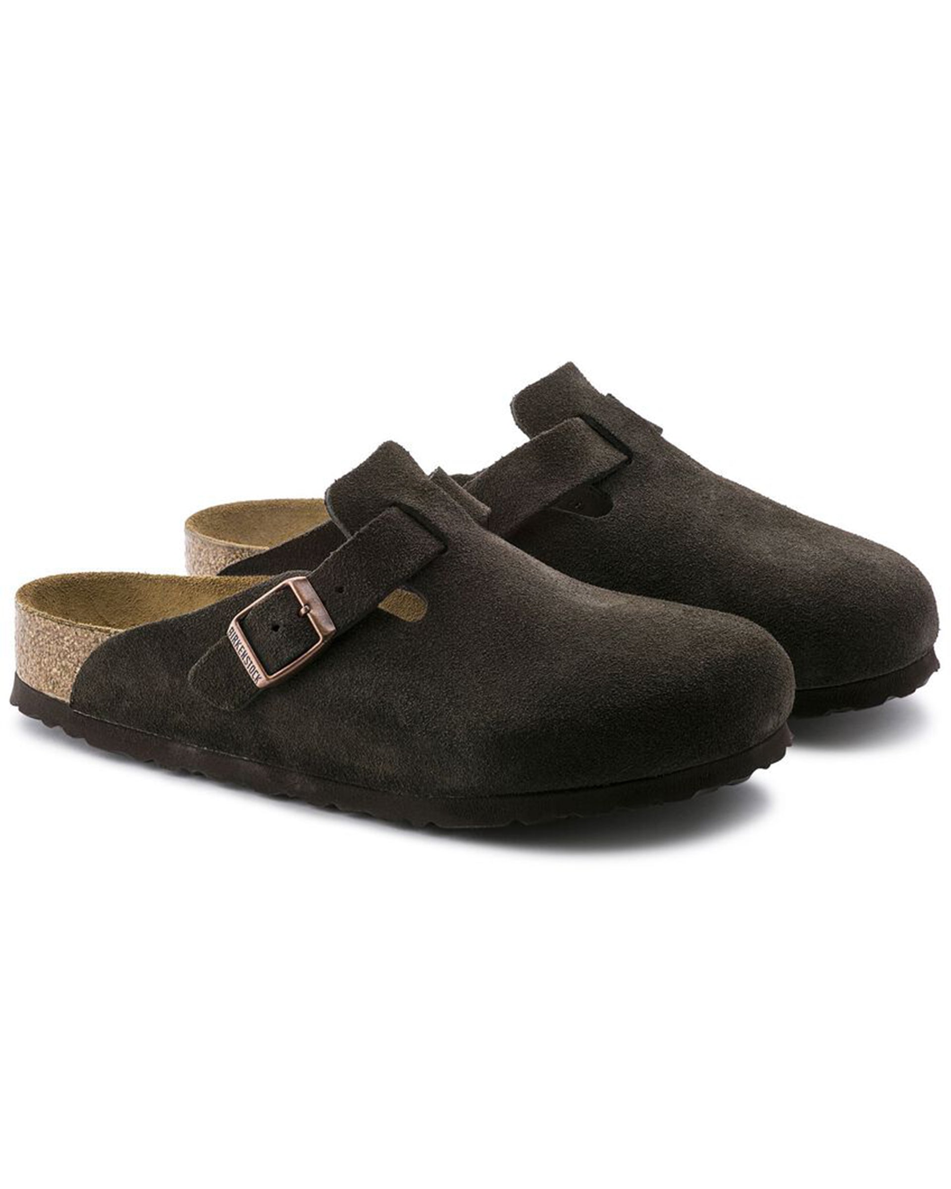 Birkenstock Boston Soft Footbed Suede Leather (Wide) (Mocha)