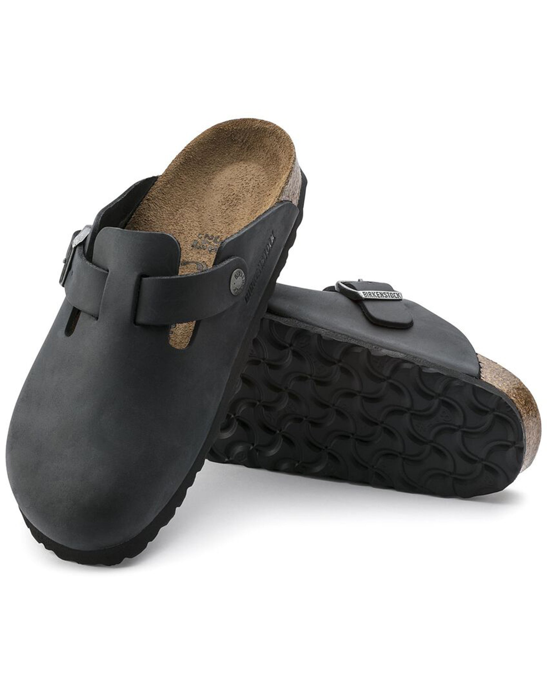 Birkenstock Boston Oiled Leather (Wide) (Black)