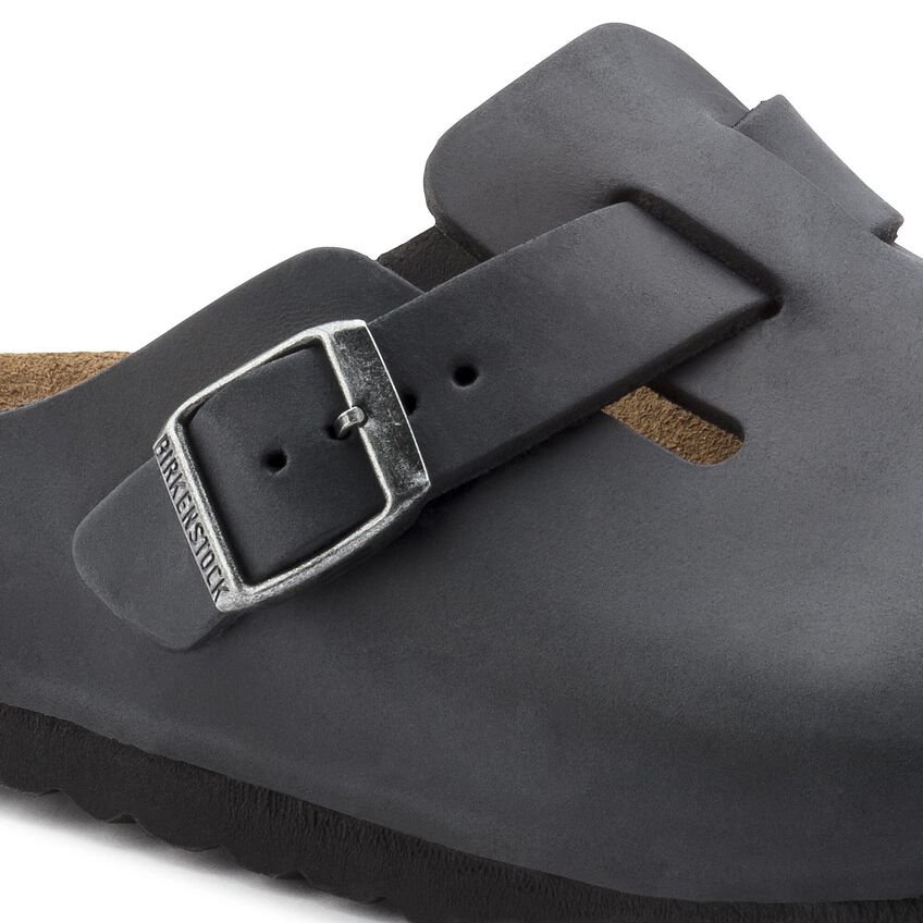 Birkenstock Boston Oiled Leather (Wide) (Black)