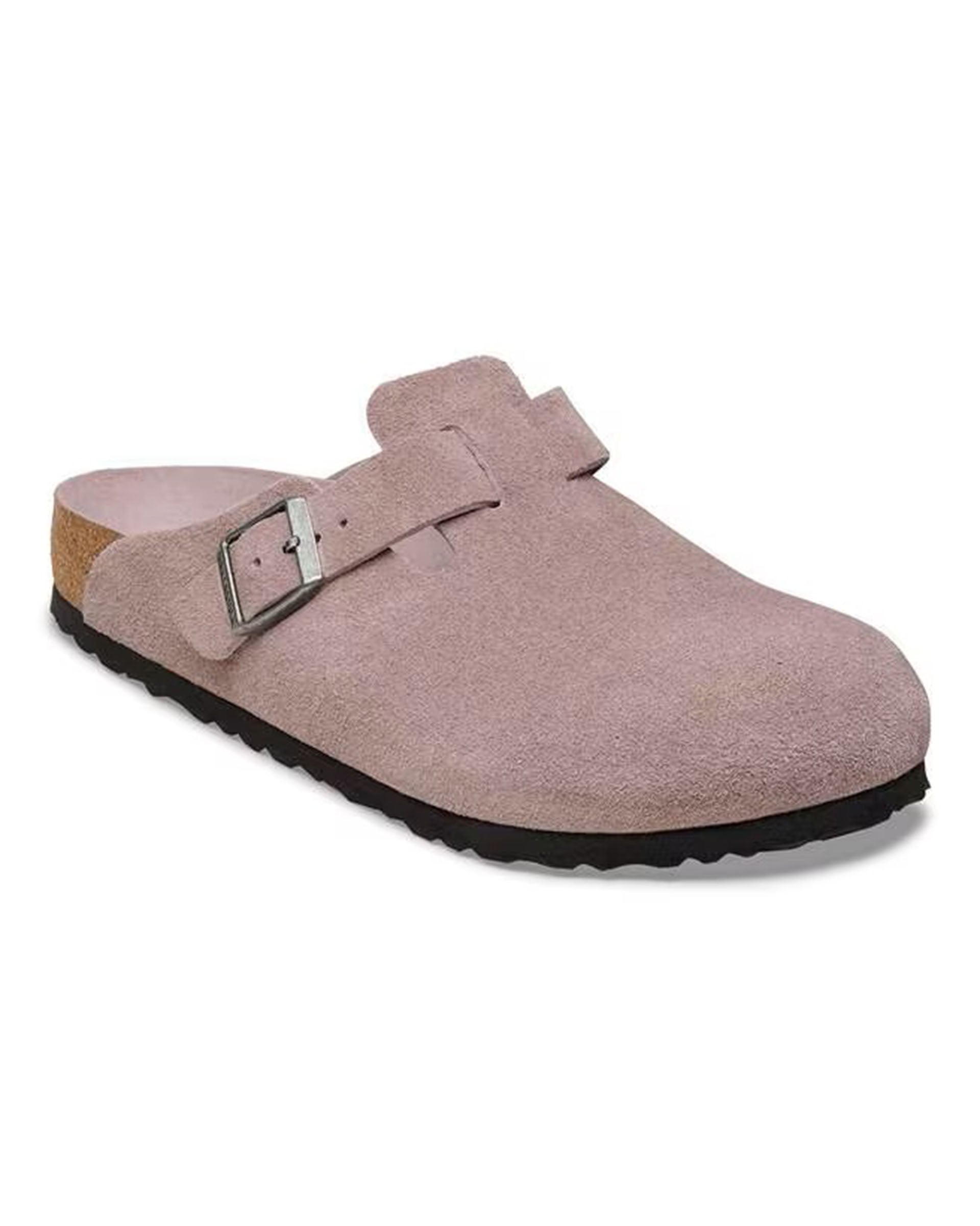 Birkenstock Boston Soft Footbed Suede Leather (Narrow) - Faded Purple