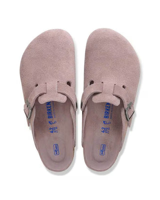 Birkenstock Boston Soft Footbed Suede Leather (Narrow) - Faded Purple