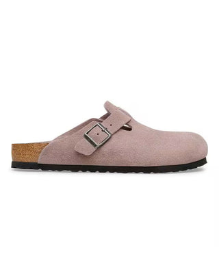 Birkenstock Boston Soft Footbed Suede Leather (Narrow) - Faded Purple
