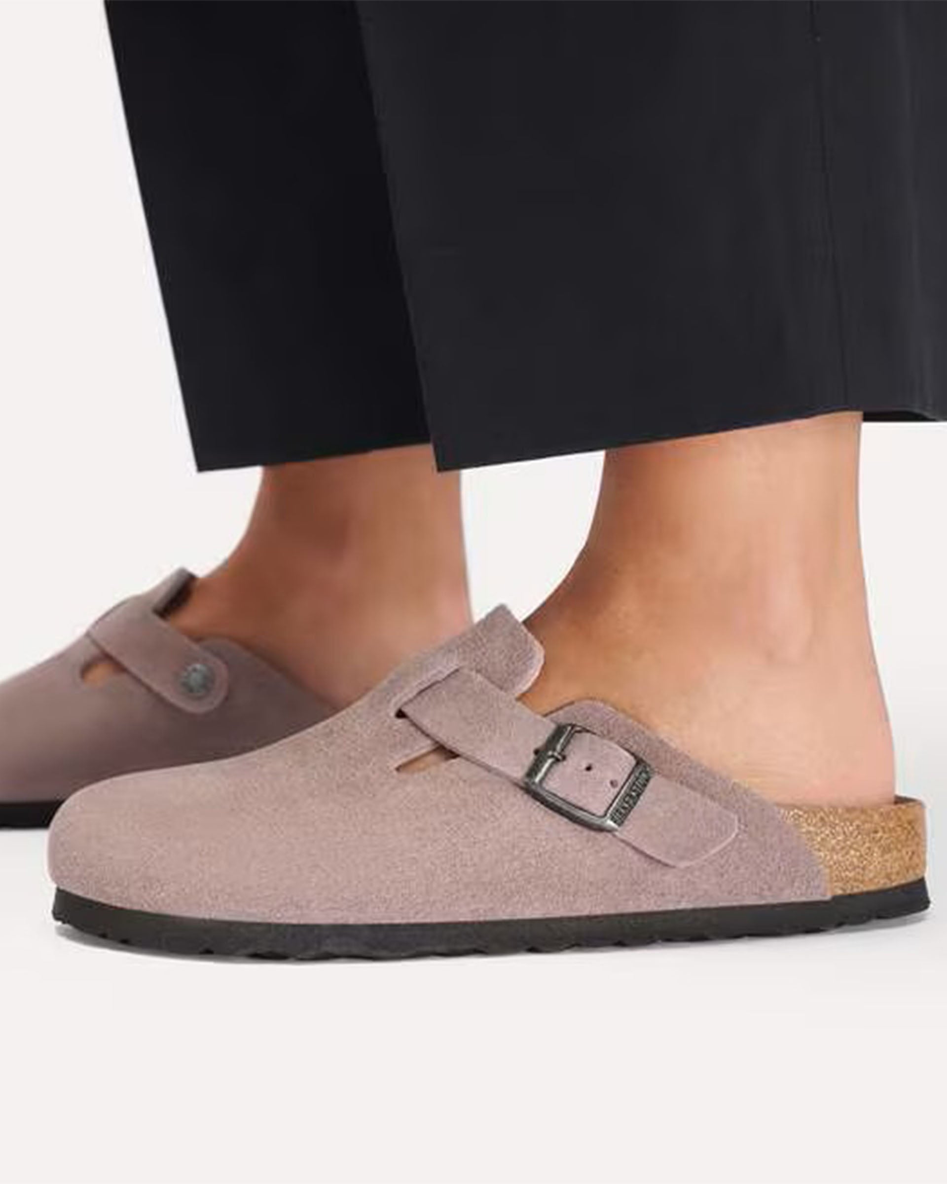 Birkenstock Boston Soft Footbed Suede Leather (Narrow) - Faded Purple