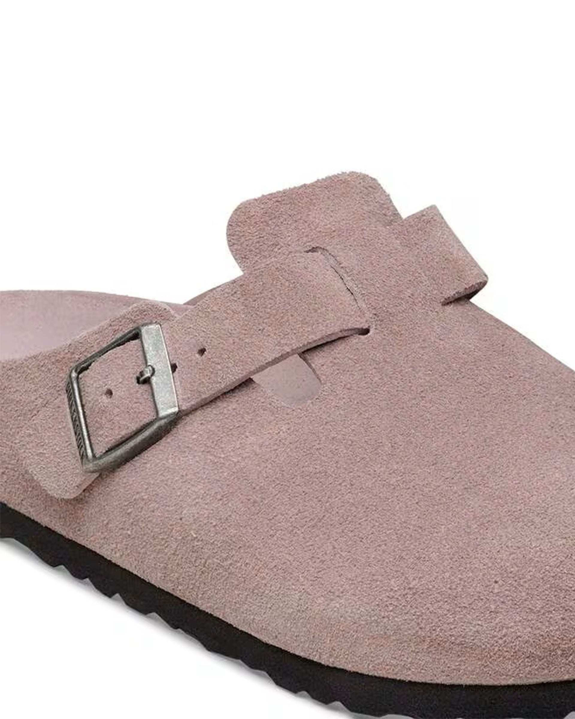 Birkenstock Boston Soft Footbed Suede Leather (Narrow) - Faded Purple