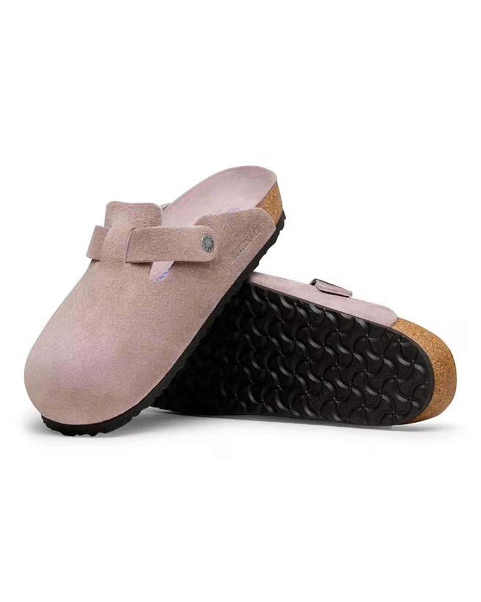 Birkenstock Boston Soft Footbed Suede Leather (Narrow) - Faded Purple