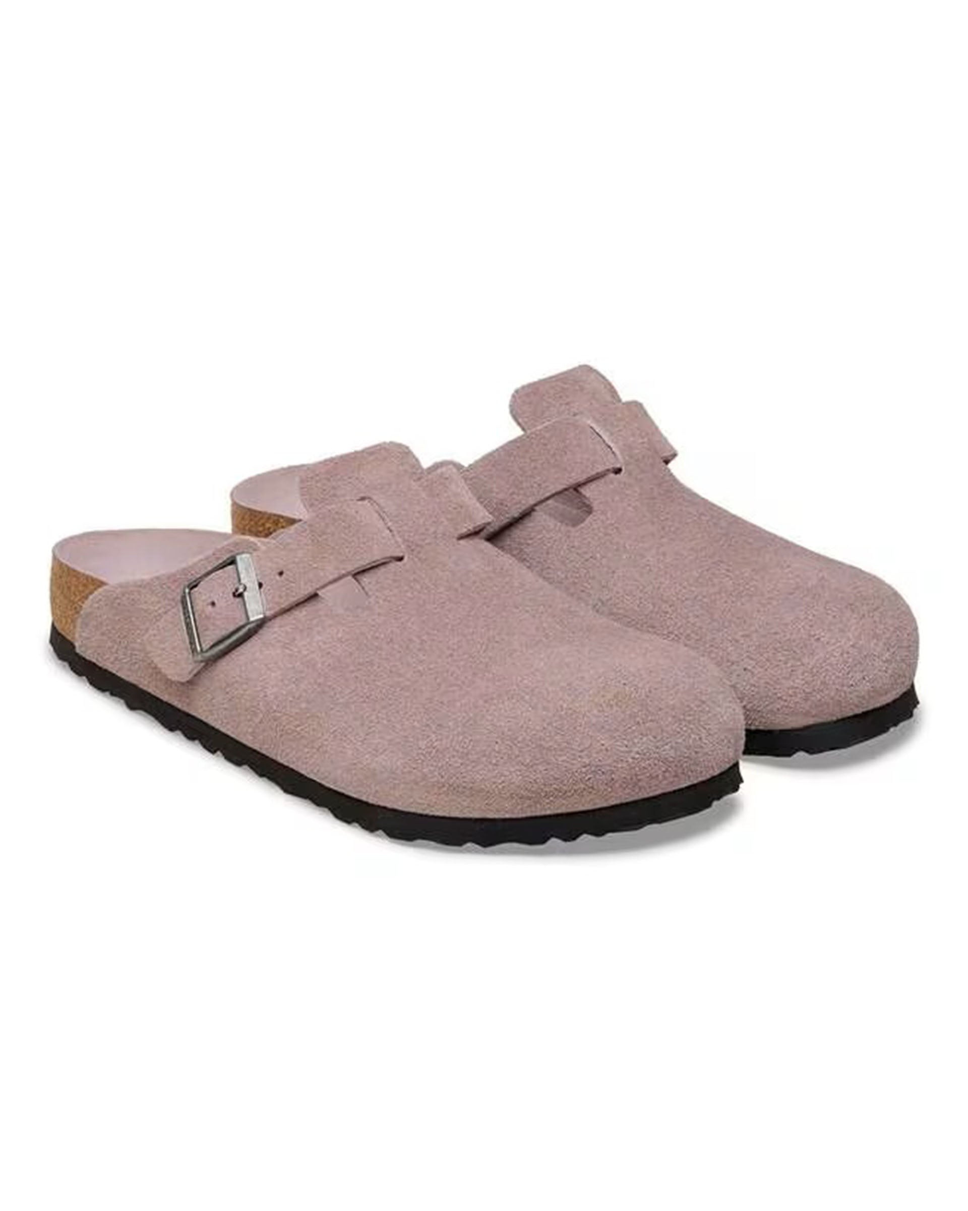 Birkenstock Boston Soft Footbed Suede Leather (Narrow) - Faded Purple
