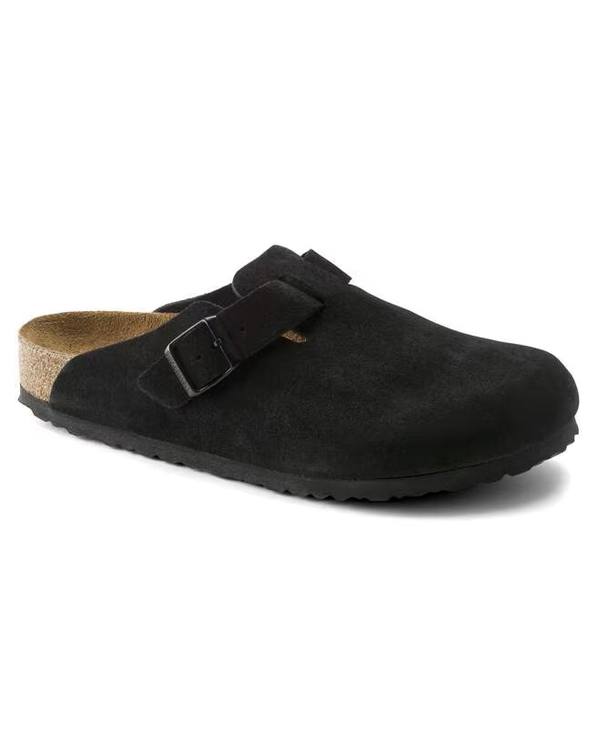 Birkenstock Boston Soft Footbed Suede Leather (Narrow) - Black