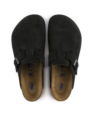 Birkenstock Boston Soft Footbed Suede Leather (Narrow) - Black
