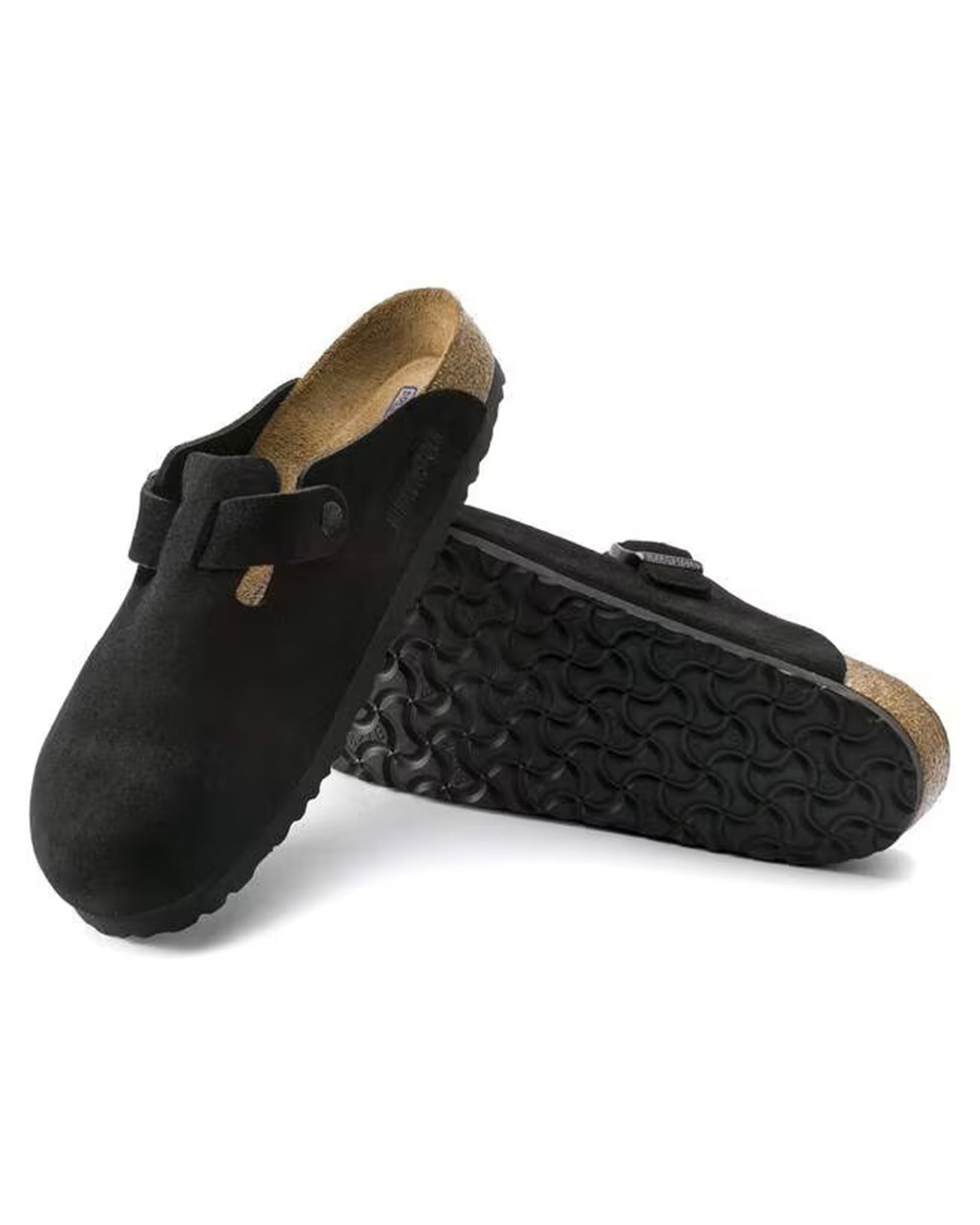 Birkenstock Boston Soft Footbed Suede Leather (Narrow) - Black