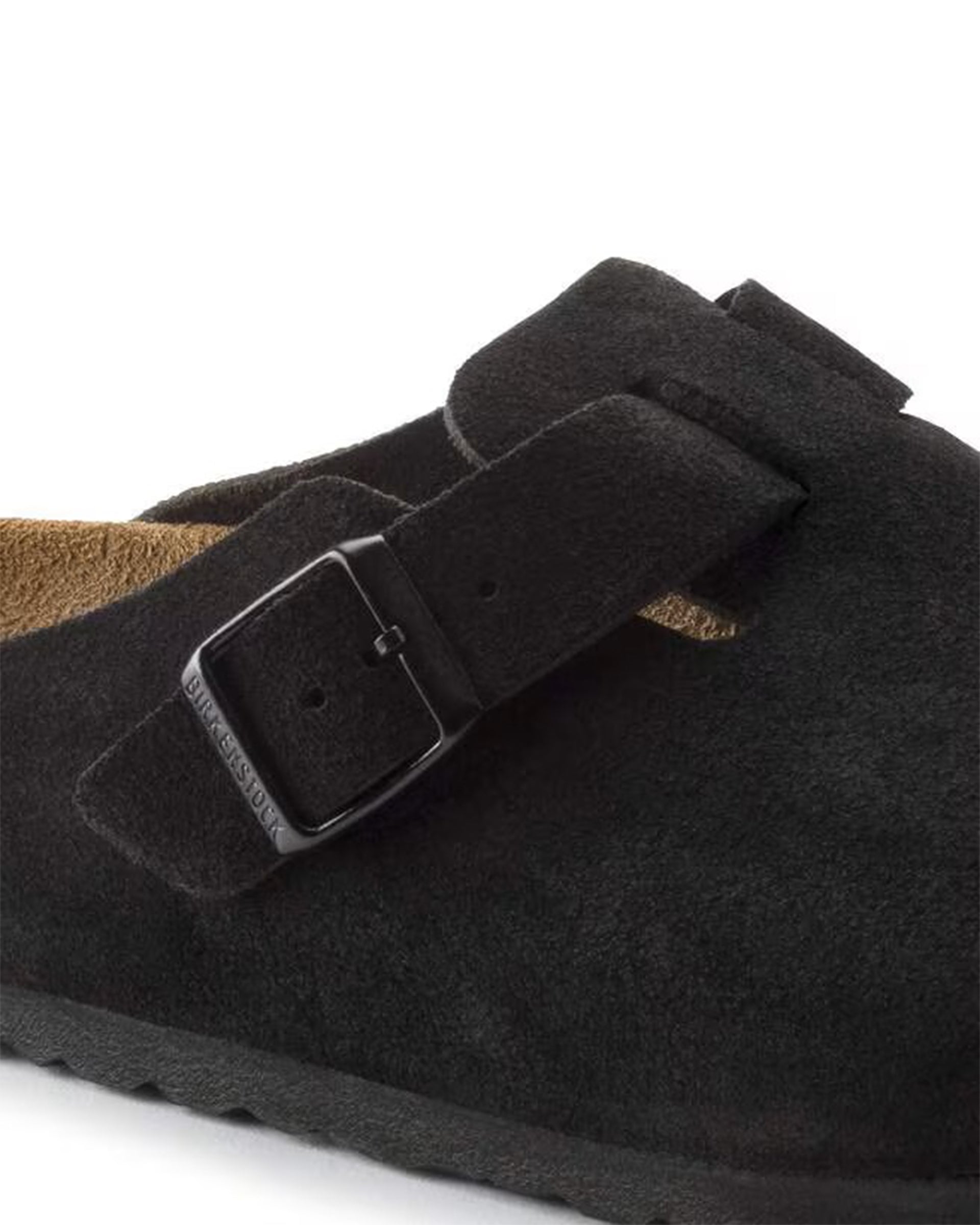 Birkenstock Boston Soft Footbed Suede Leather (Narrow) - Black