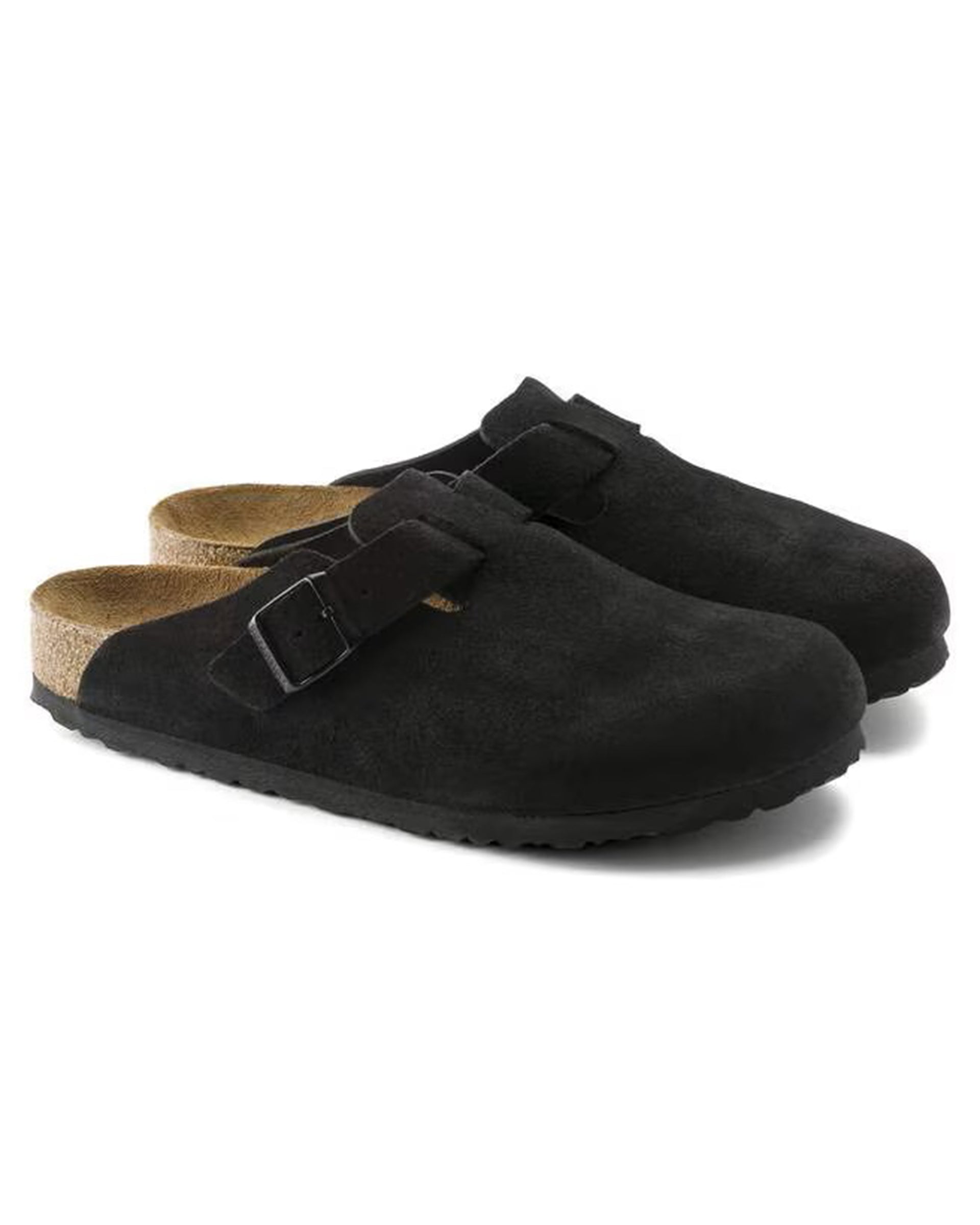 Birkenstock Boston Soft Footbed Suede Leather (Narrow) - Black