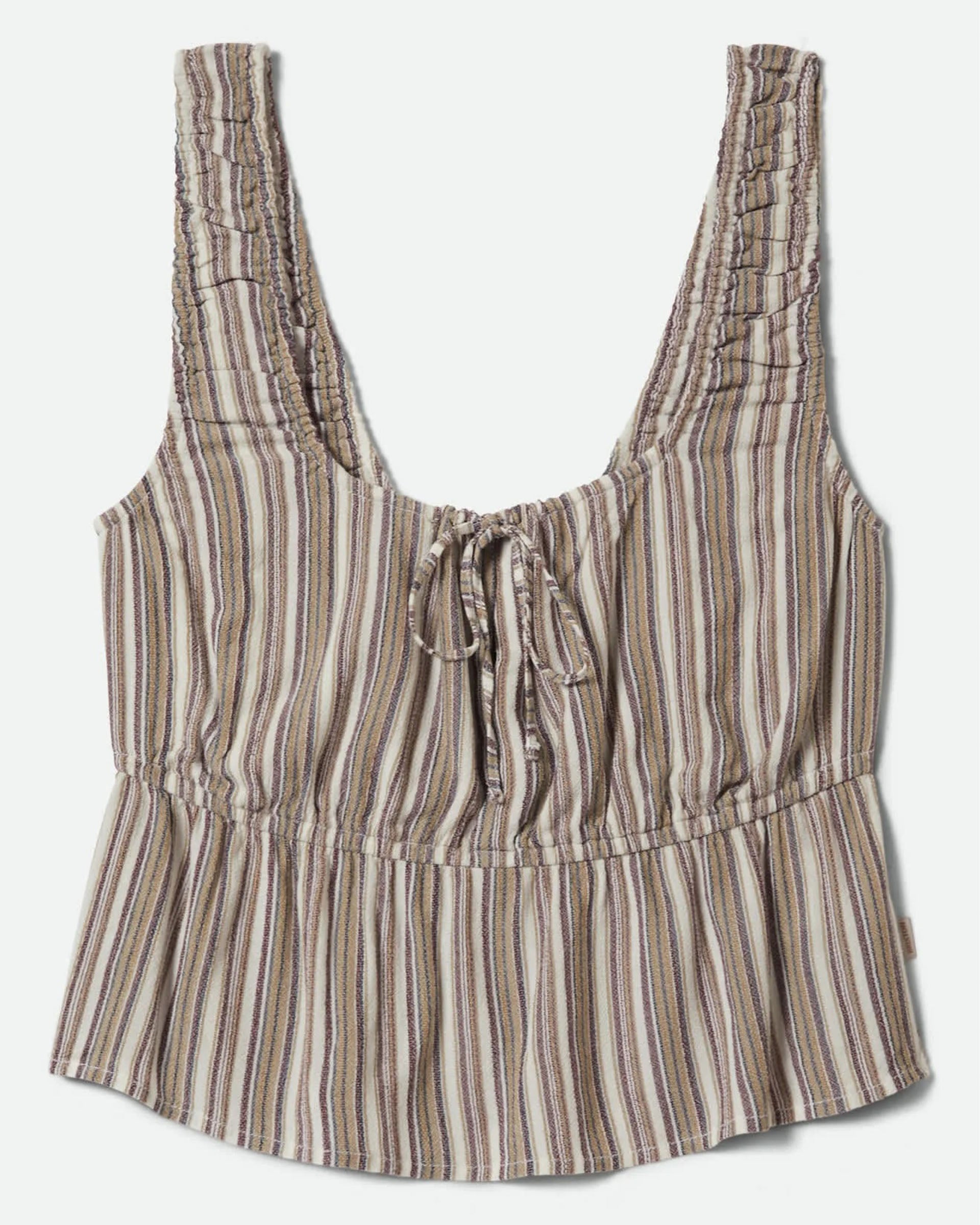 Brixton Women's The Abigail Tie Top - Worn In Red Robust Red Stripe