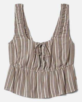 Brixton Women's The Abigail Tie Top - Worn In Red Robust Red Stripe