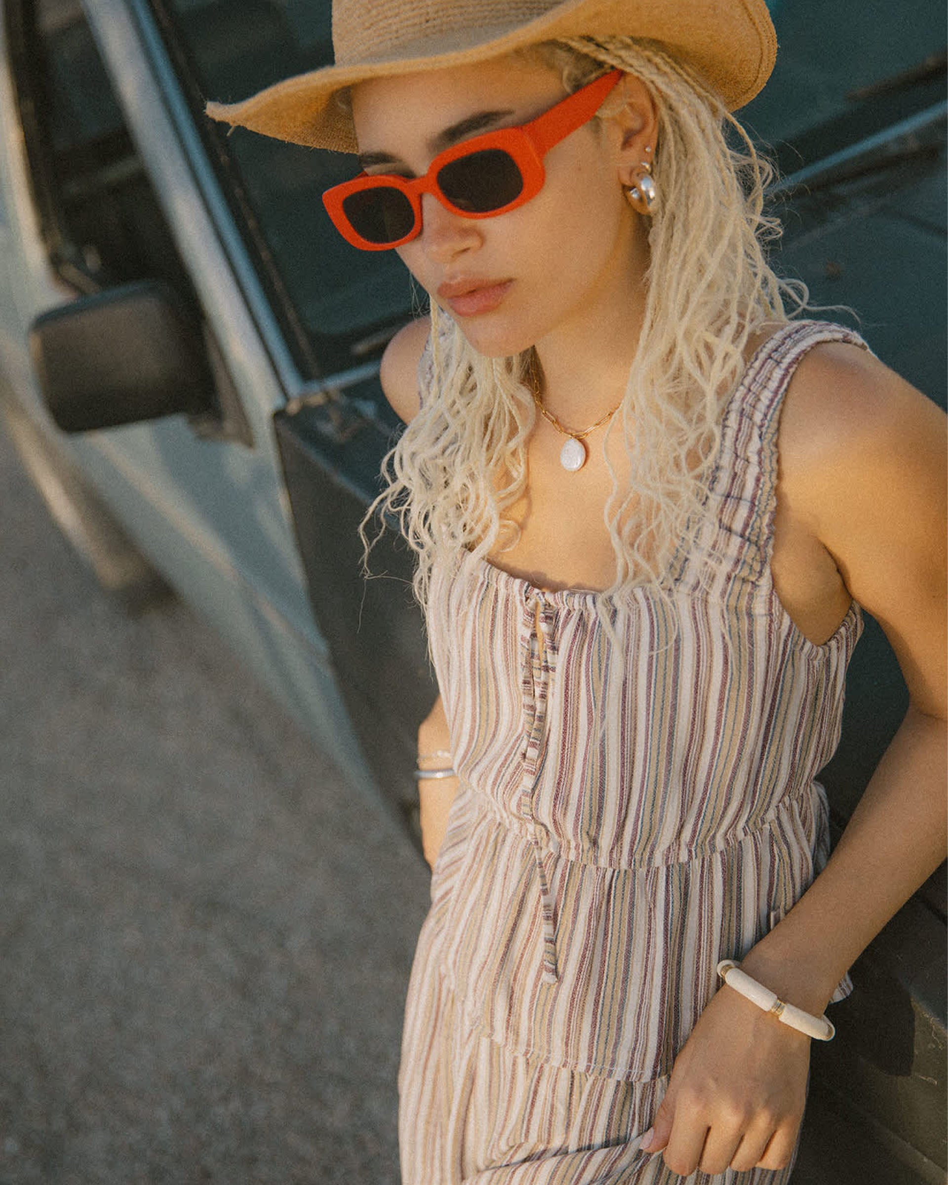 Brixton Women's The Abigail Tie Top - Worn In Red Robust Red Stripe